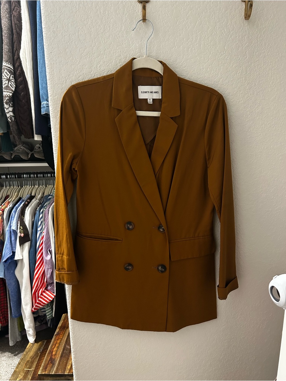Elizabeth and James Rust-Brown Double-Breasted Blazer
